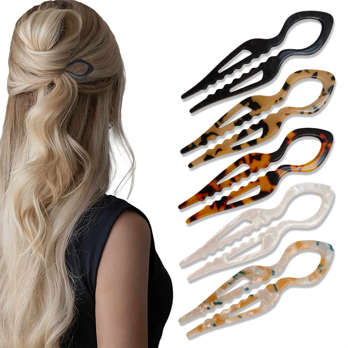 Women Accessories Aesthetic - U Şeklinde Saç Tokaları Kaplumbağa Kabuğu