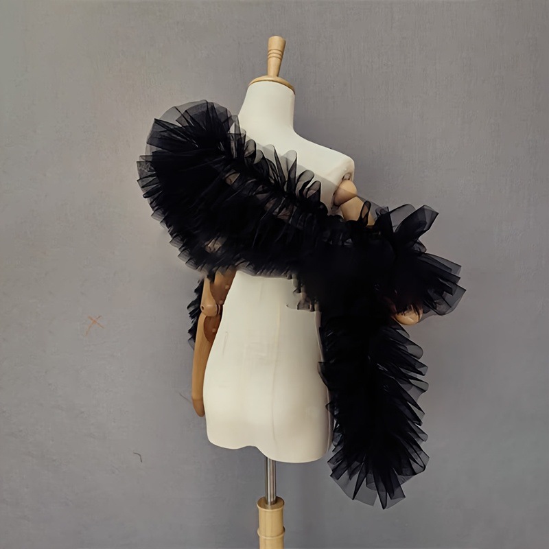 Women Accessories Photos - Siyah kabarık gazlı şal gelin düğün