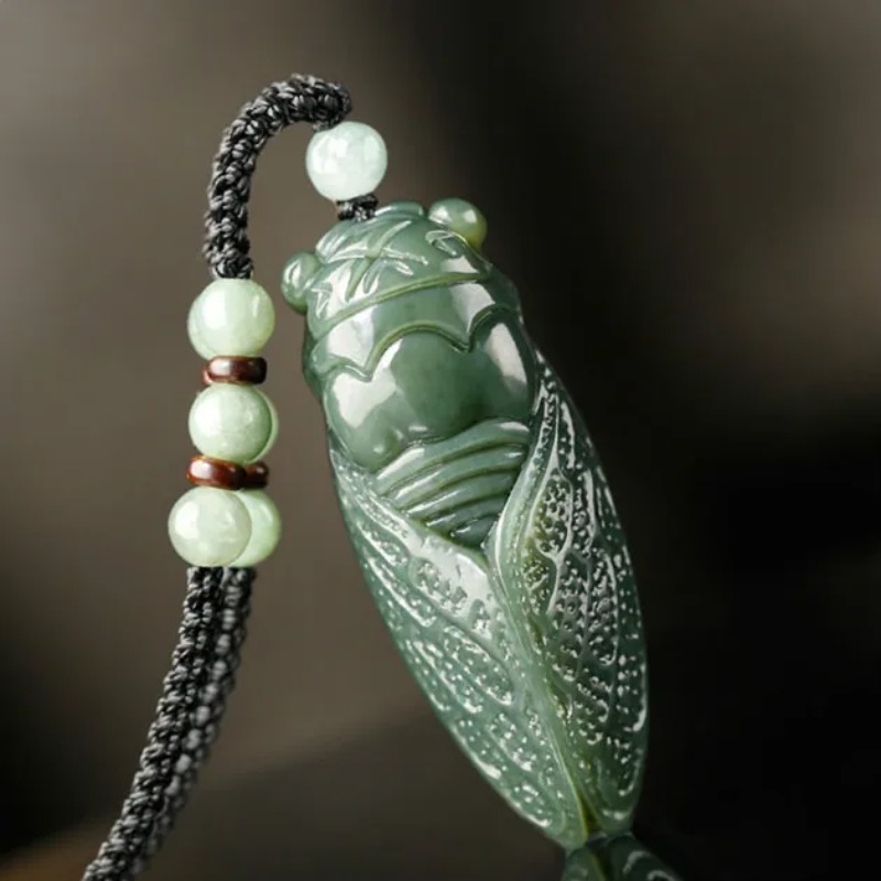 Women Accessories For Hand - Doğal Hetian yeşim Cicada kolye boncuk