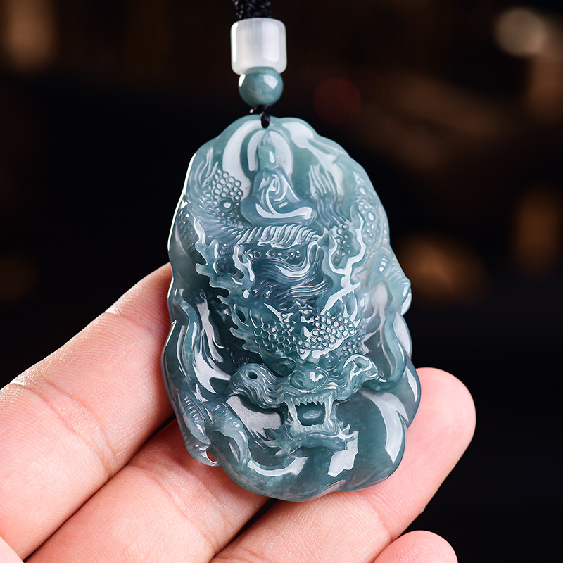 Women'S Accessories - Doğal Birmanya Jadeite Ejderha Kolye Kolye