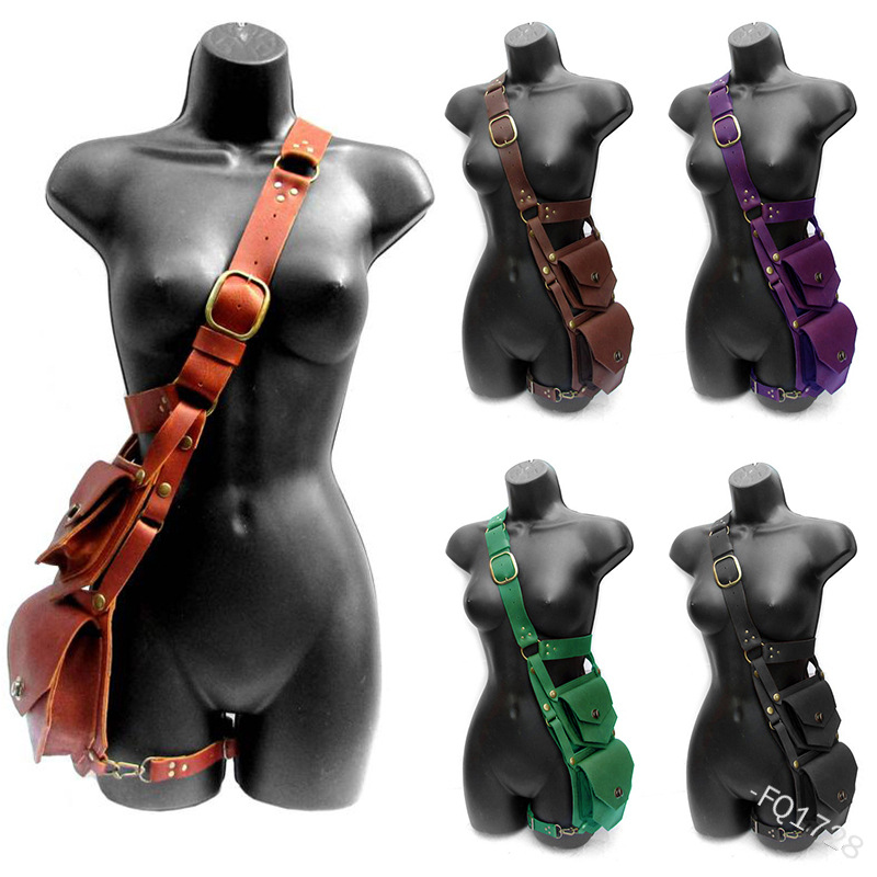 Women'S Viking Accessories - Ortaçağ kese çanta kemeri deri eyer