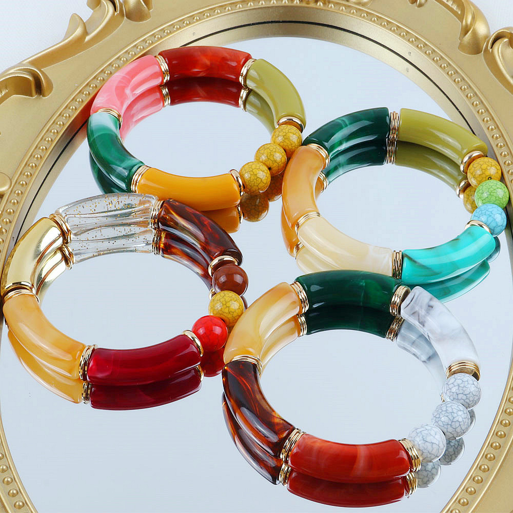 Resin Bangle Bracelet - FishSheep yeni renkli akrilik bambu bilezikler