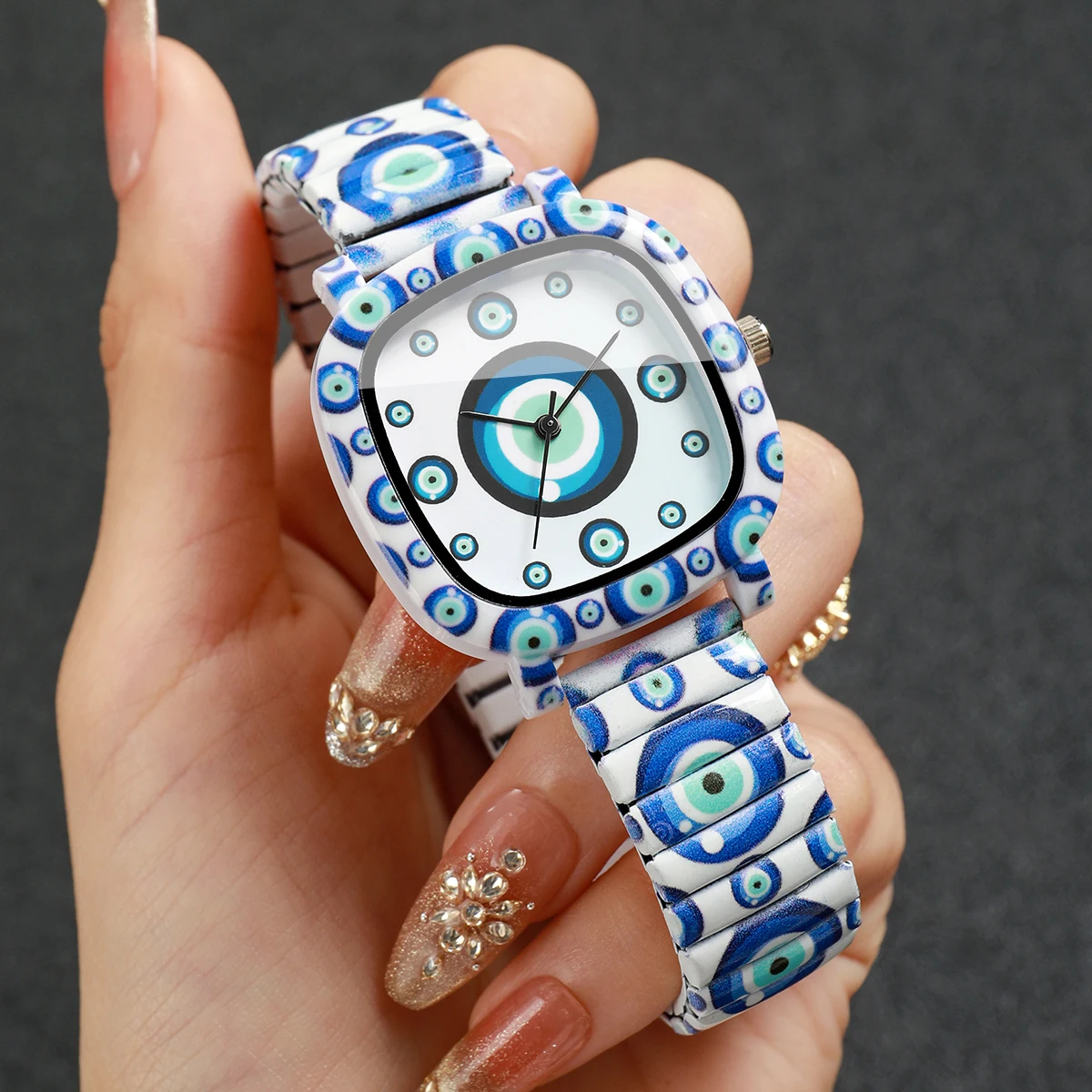 Evil Eye Bracelet - Moda Mavi Nazar Kadın Saatler Elastik