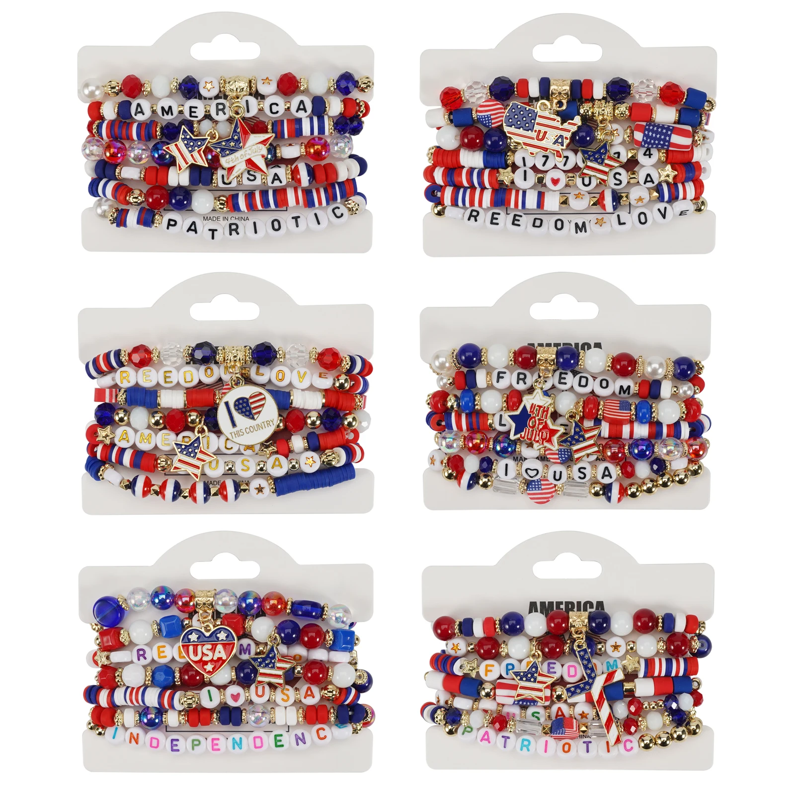 Women Accessories Usa - ABD Bağımsızlık Günü Bilekliği Amerikan Bayrağı