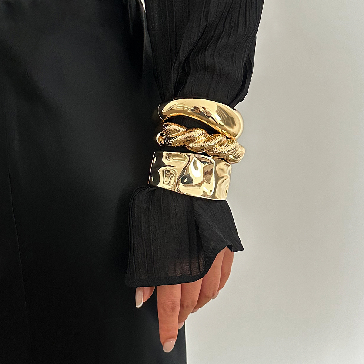 Resin Bangle Bracelet - Vintage Altın Renk Hip Hop Metal