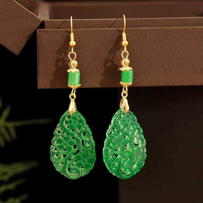 Women Accessories For Hand - 925 Gümüş Doğal Yeşil Yeşim Oymak