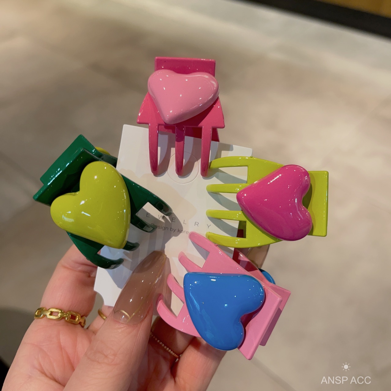 Hair Claw Clip Set - 4 adet/takım Renkli Kalp Şekli Saç