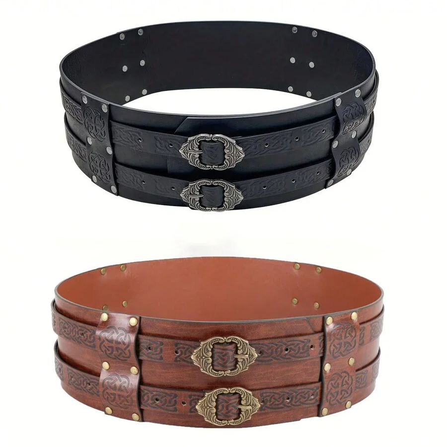 Women'S Viking Accessories - Rönesans Viking Kabartmalı Geniş Kemer Ortaçağ