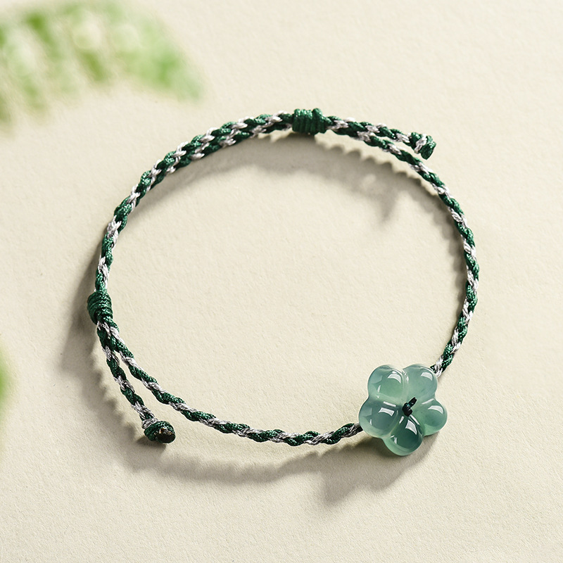 Women'S Accessories - Birmanya Jadeite Çiçek Bilezik Doğal Yeşim