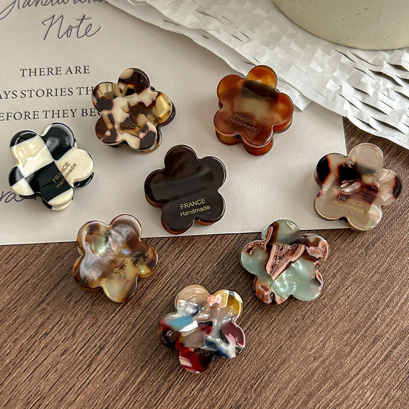 Hair Claw Clip Set - 8'li Set Sevimli Çiçek Desenli Asetat