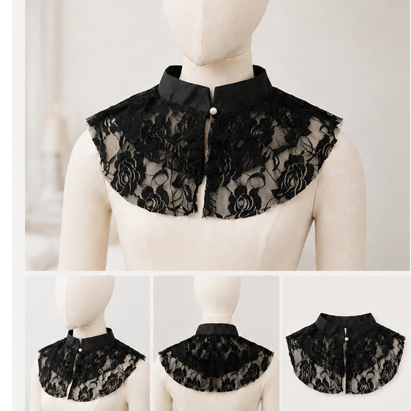 Women'S Accessories - Zarif Dantel Çiçekli Sahte Yaka Şal
