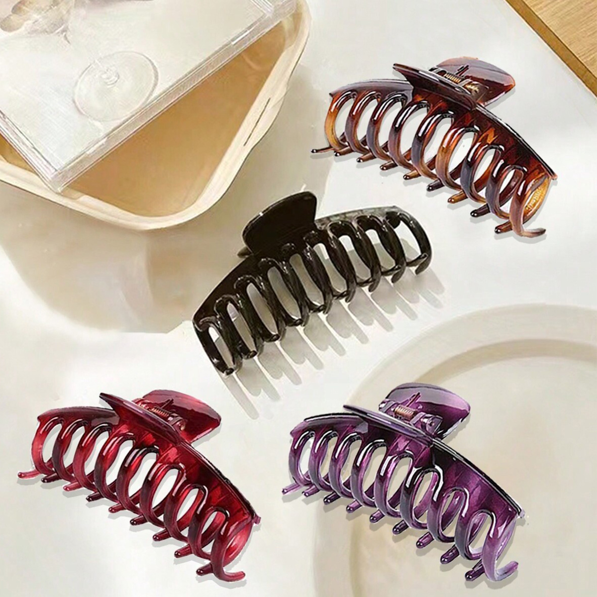 4 adet kadın çok renkli reçine - Hair Claw Clip Set incelemesi ve fiyatı