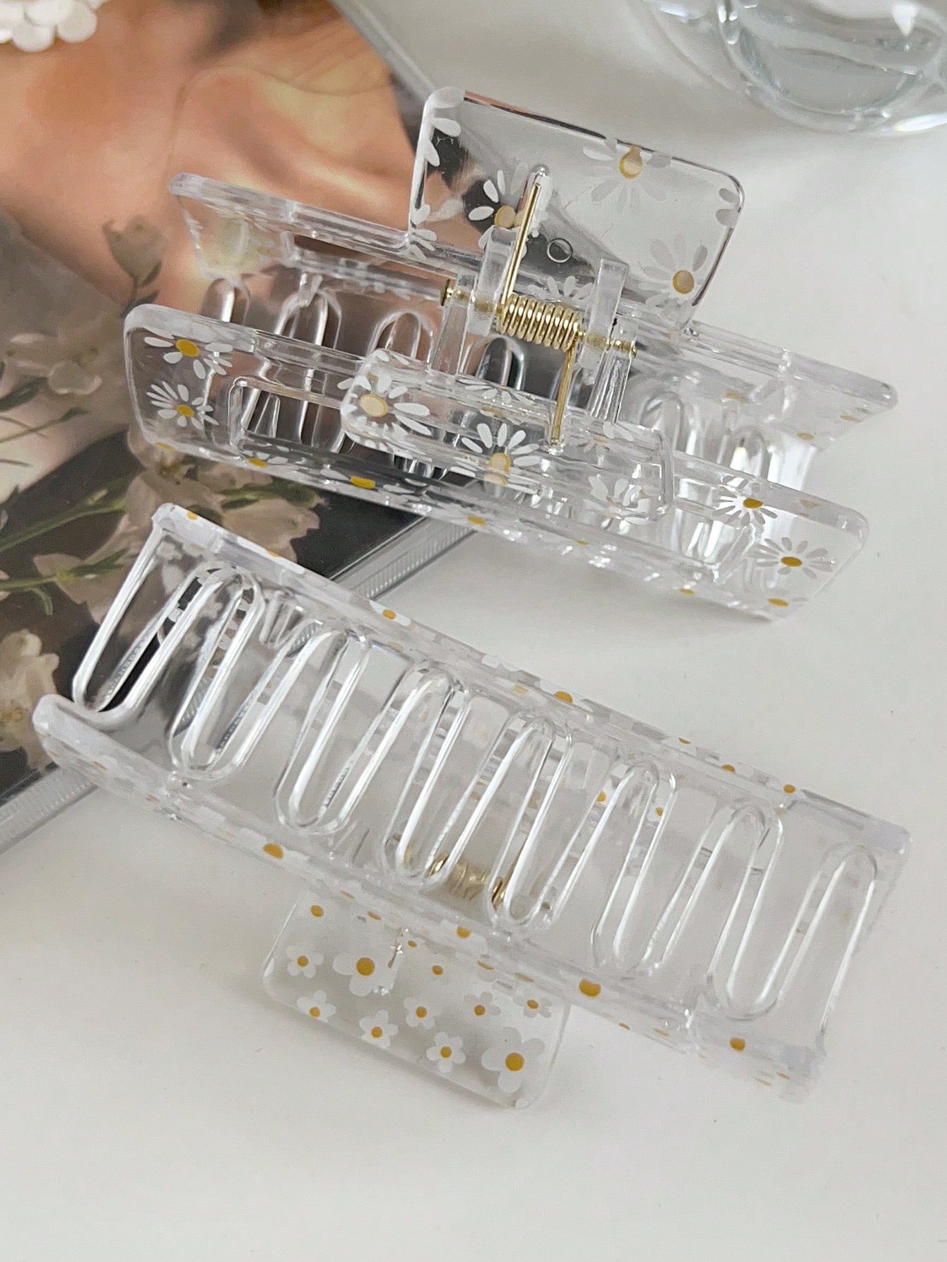 2/6 Adet Şeffaf Çiçek Desenli  - Hair Claw Clip Set incelemesi ve fiyatı